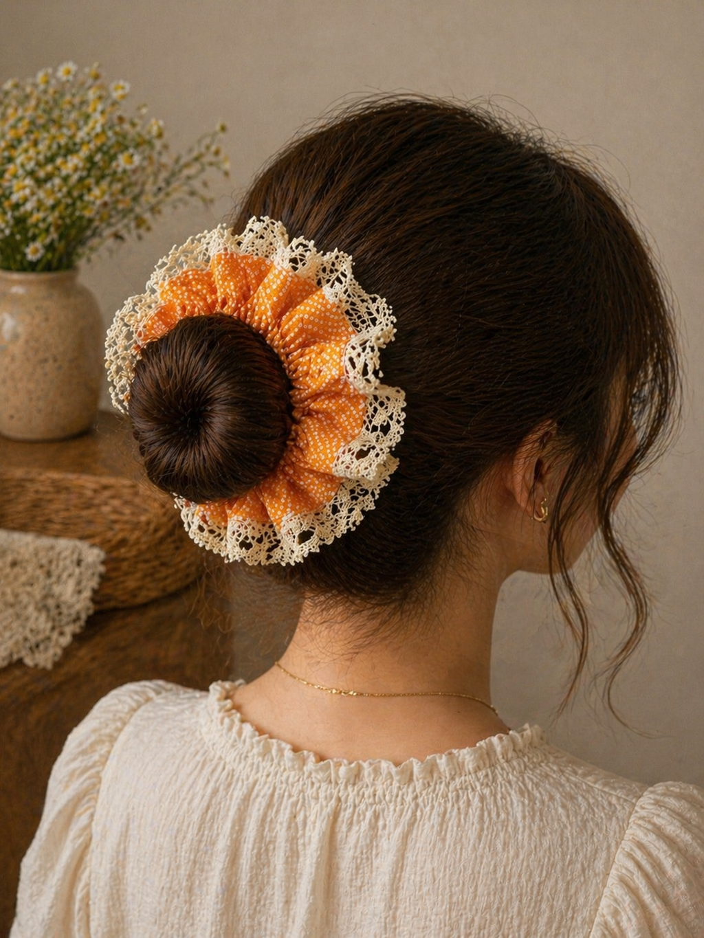 Sunshine Lace Scrunchie